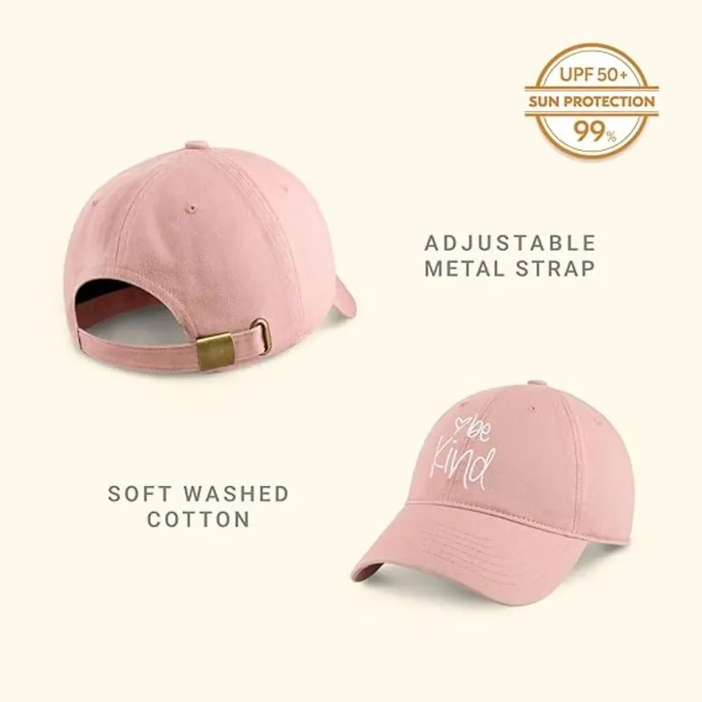 Unisex Desert Rose 100% Cotton Be Kind Embroidered Adjustable Size Baseball Cap